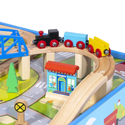 Train Set with Table and Play Board, 62 Pc.