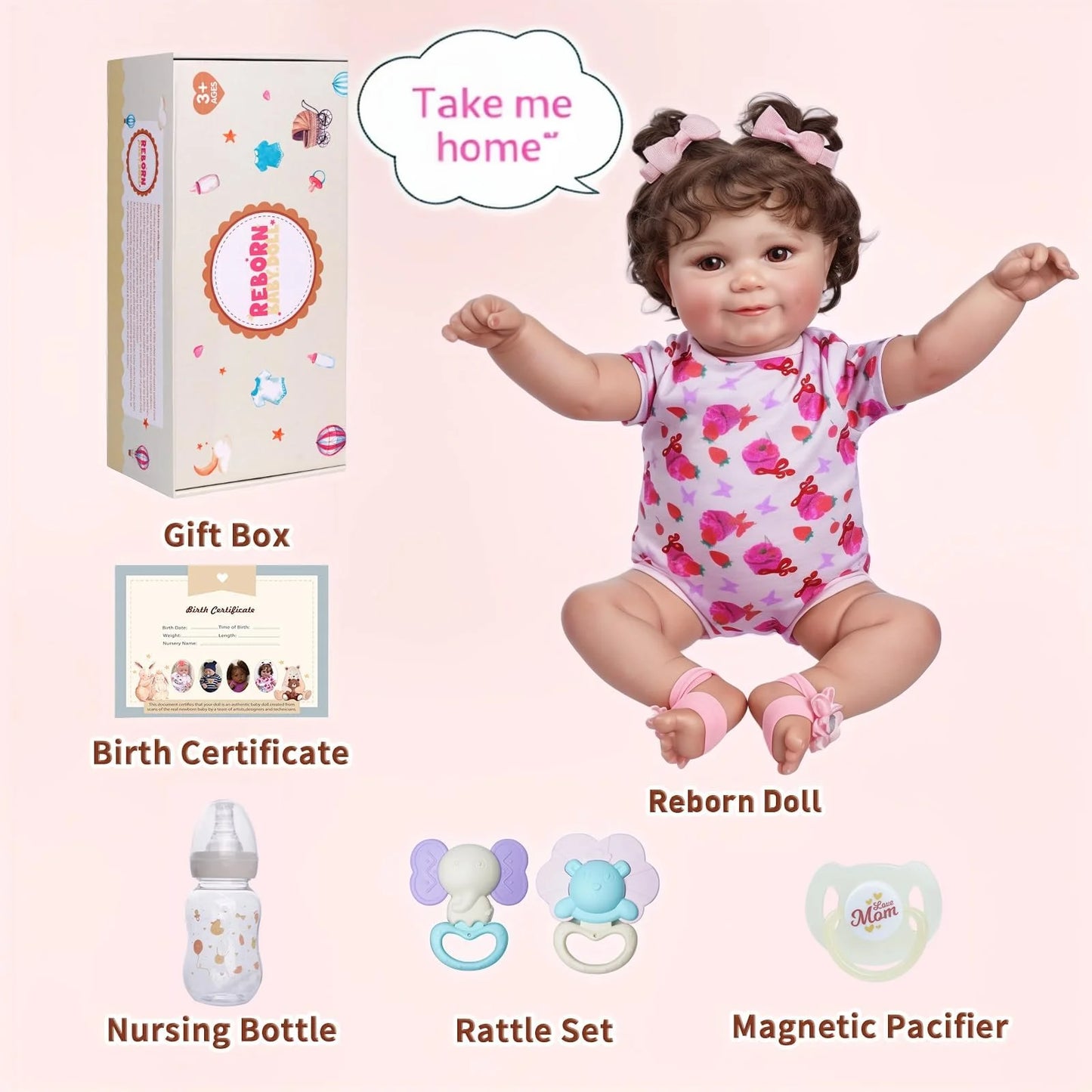RSG Reborn Baby Dolls 20 Inch Soft Cloth Body Newborn Baby Adorable Smiling Dolls with Clothes for Kids Age 3+