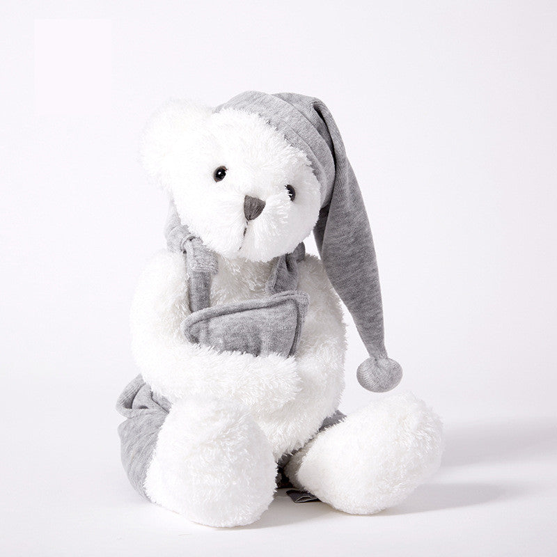 New White Pajamas Bear Doll Children Sleep With Plush Toys Birthday Gift