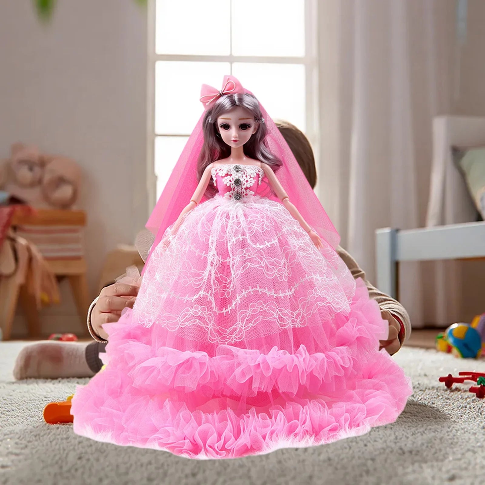 45Cm Princess Doll with Big Wedding Dress Included Realistic Fashion Doll for Girls' Pretend Play Storytelling(No Gift Box)