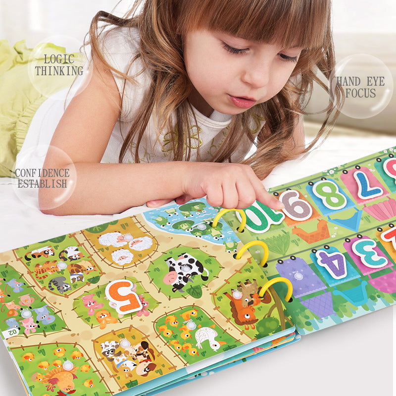 Educational Quiet Paste Book Full English Early Education Velcro Paper Enlightenment Toys - LJ Enterprise