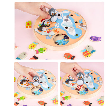 Magnetic Fishing Toy 3 Year Old Baby Puzzle Multifunctional Wooden