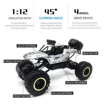 1:12 Large-Scale Kids Alloy RC Car 37CM 4WD Remote Control Car Toy