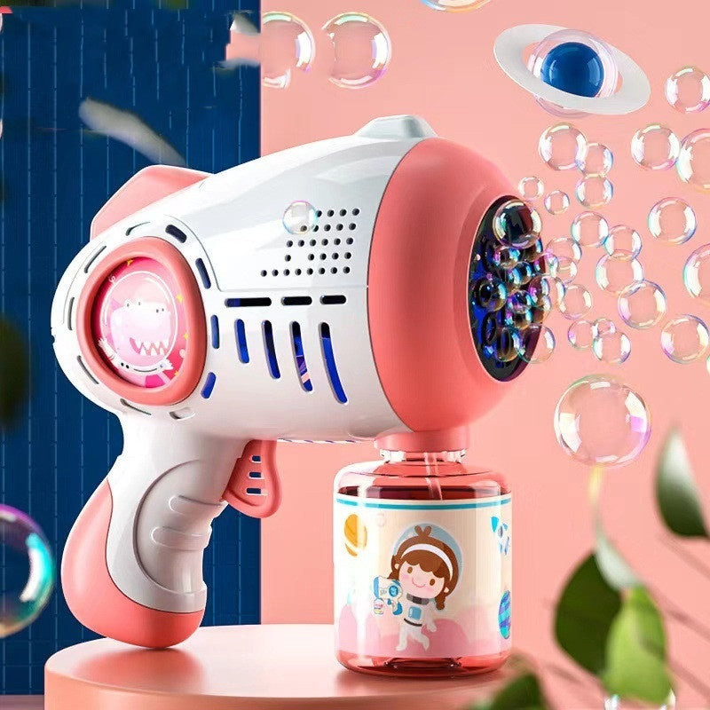 Children's Bubble Machine Handheld Automatic Dinosaur Space Lock And Load Spray Blowing Bubble Machine Internet Celebrity Toys