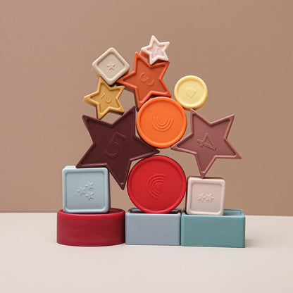 Food Grade Biteable Silicone Toy Puzzle Baby Pile Style Le