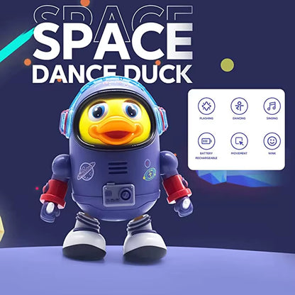 Hot Selling Baby Duck Cartoon Space Swinging Toy Musical Interactive Kids Light up Toy with Lights and Sounds Dancing Robot Toy