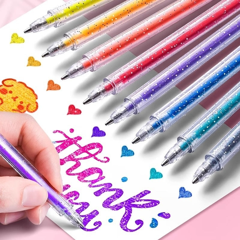 Colorful Glitter Pens Luminous Shimmering Curry Pens Sparkling Ballpoint Pens