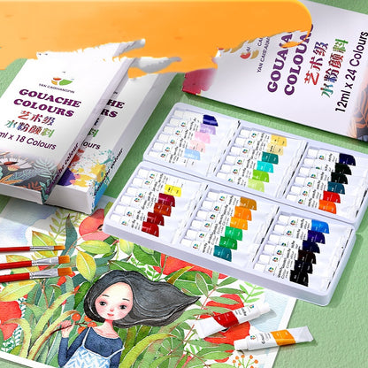 Gouache Full Set Art Supplies Brush Painting Tools Children Watercolor Coloring 36241812 Colors - LJ Enterprise