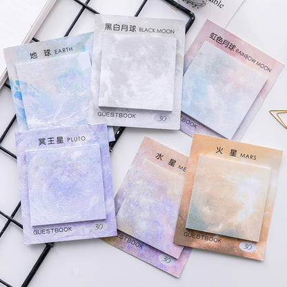 Square Beautiful Planet Sticky Notes Tearable Sticky Oil Painting Notepad