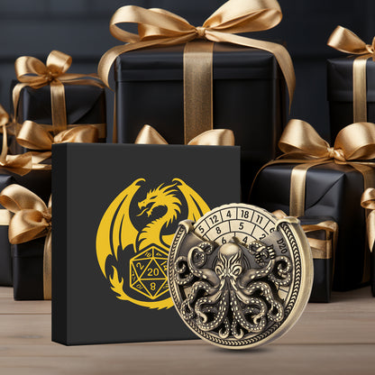 Vintage Kesulu Style, Super Refined Metal Octopus Dice Turntable Gift Box, Immersive Board Game Experience, D20 Random Surprise, Necessary Props For D&D Team